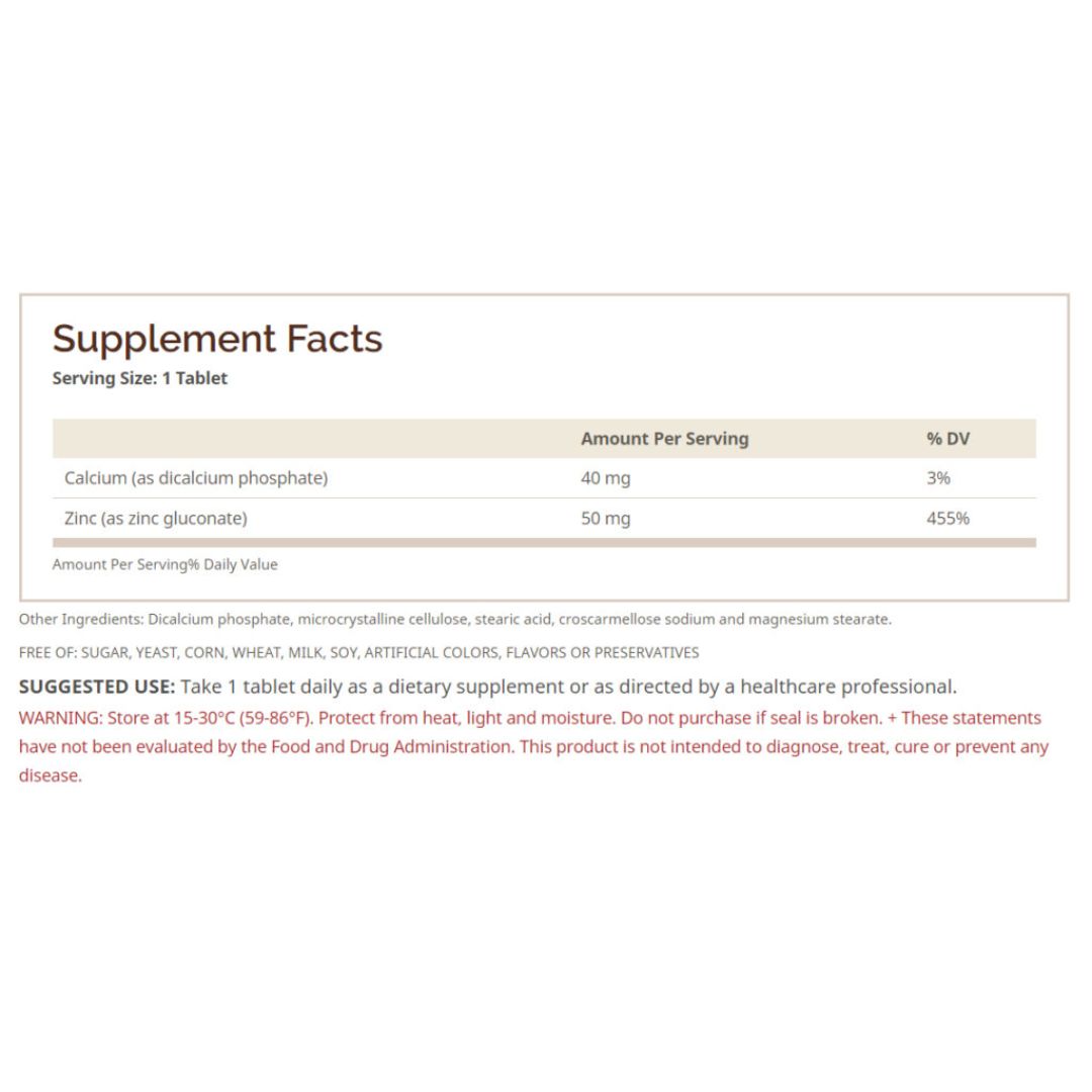 Zinc As Gluconate 50Mg 100Tab