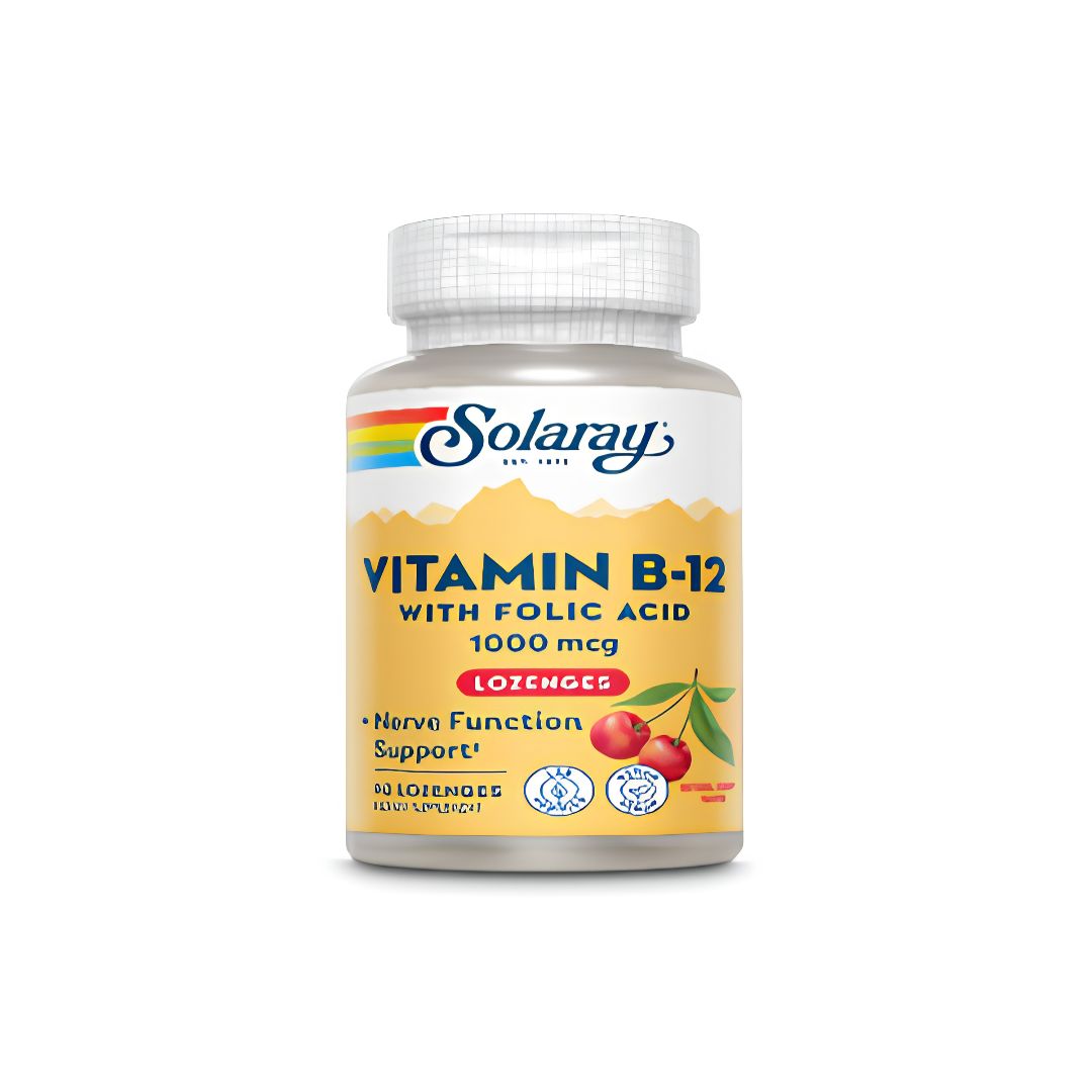 Vitamin B-12 with Folic Acid 1000mcg Cherry Lozenges - 90 Lozenges