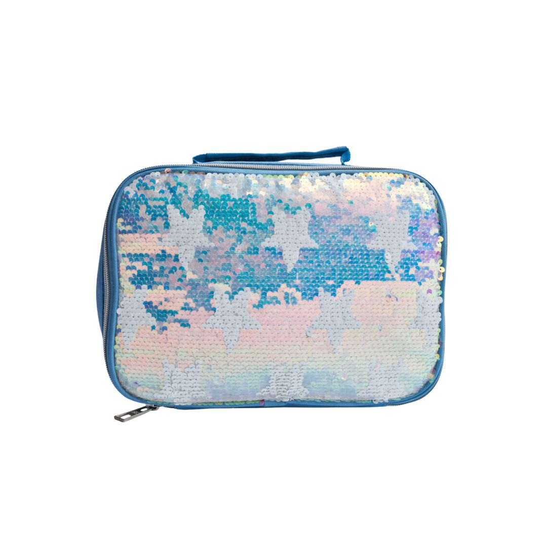 Silver Stars Sequin Lunch Bag