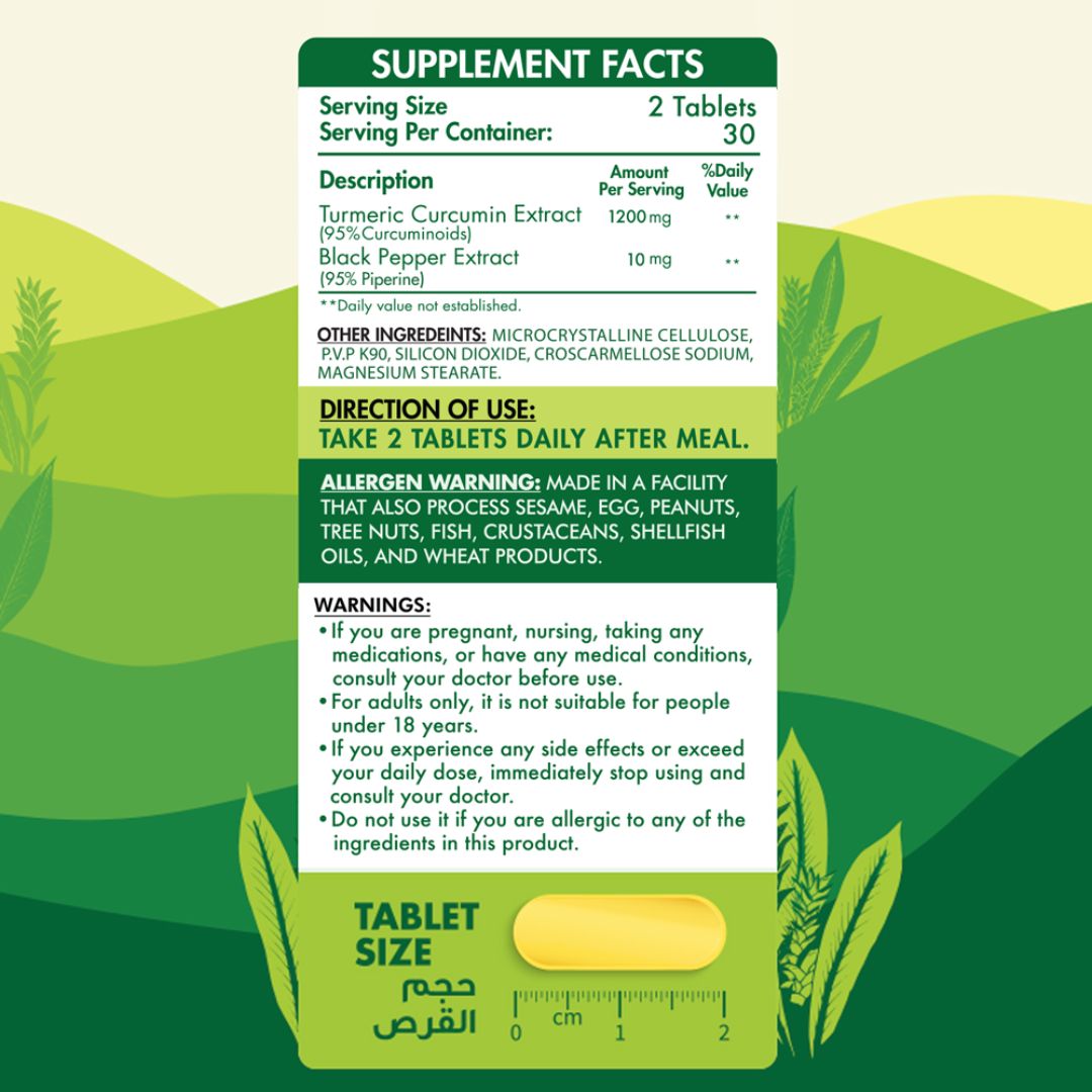 Turmeric Curcumin+ 1200 Mg - 30 Serv. - 60 Tablets