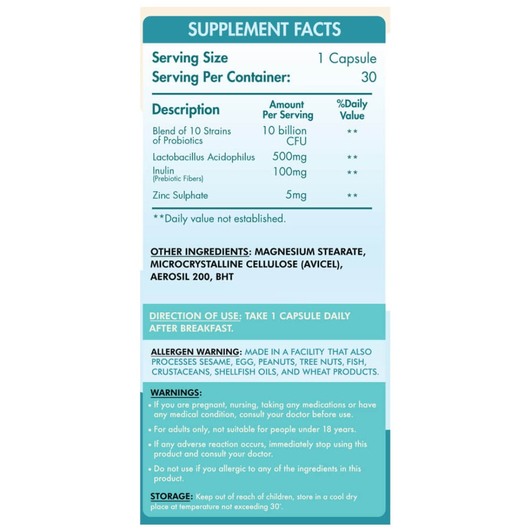 Organic Nation 10 Billion Probiotics 30Serv. 30 Capsules