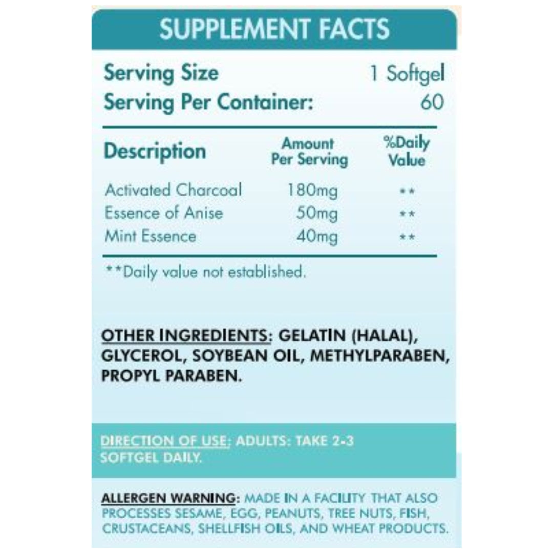 Organic Nation Activated Charcoal 60Serv. 60 Capsules