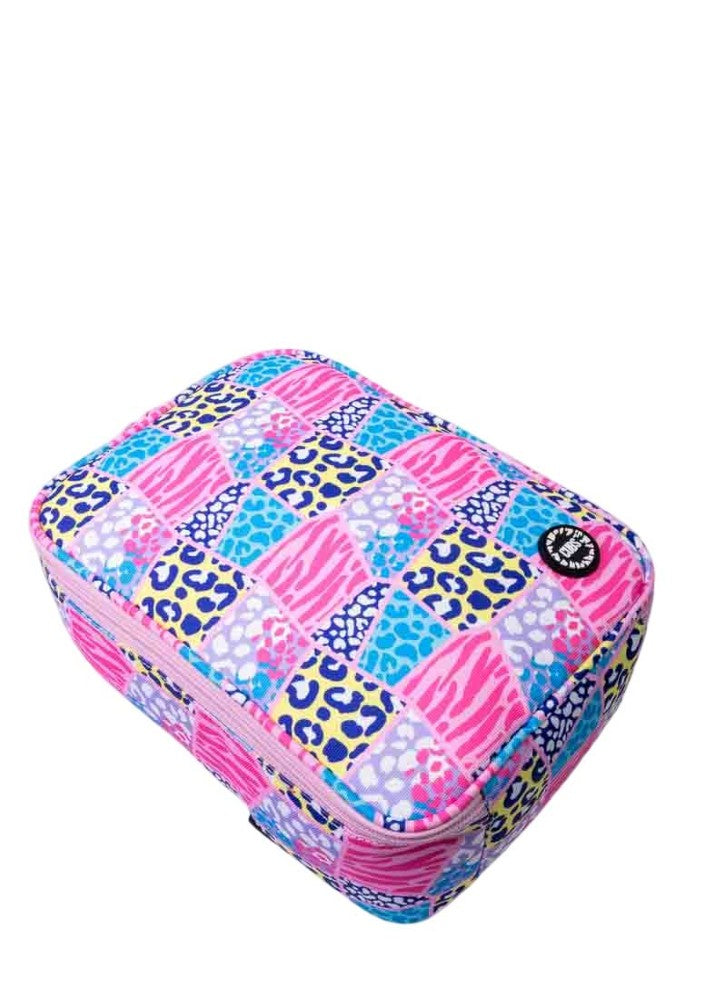 حقيبة غداء بنقشة جلد النمر كبيرة وبسيطة