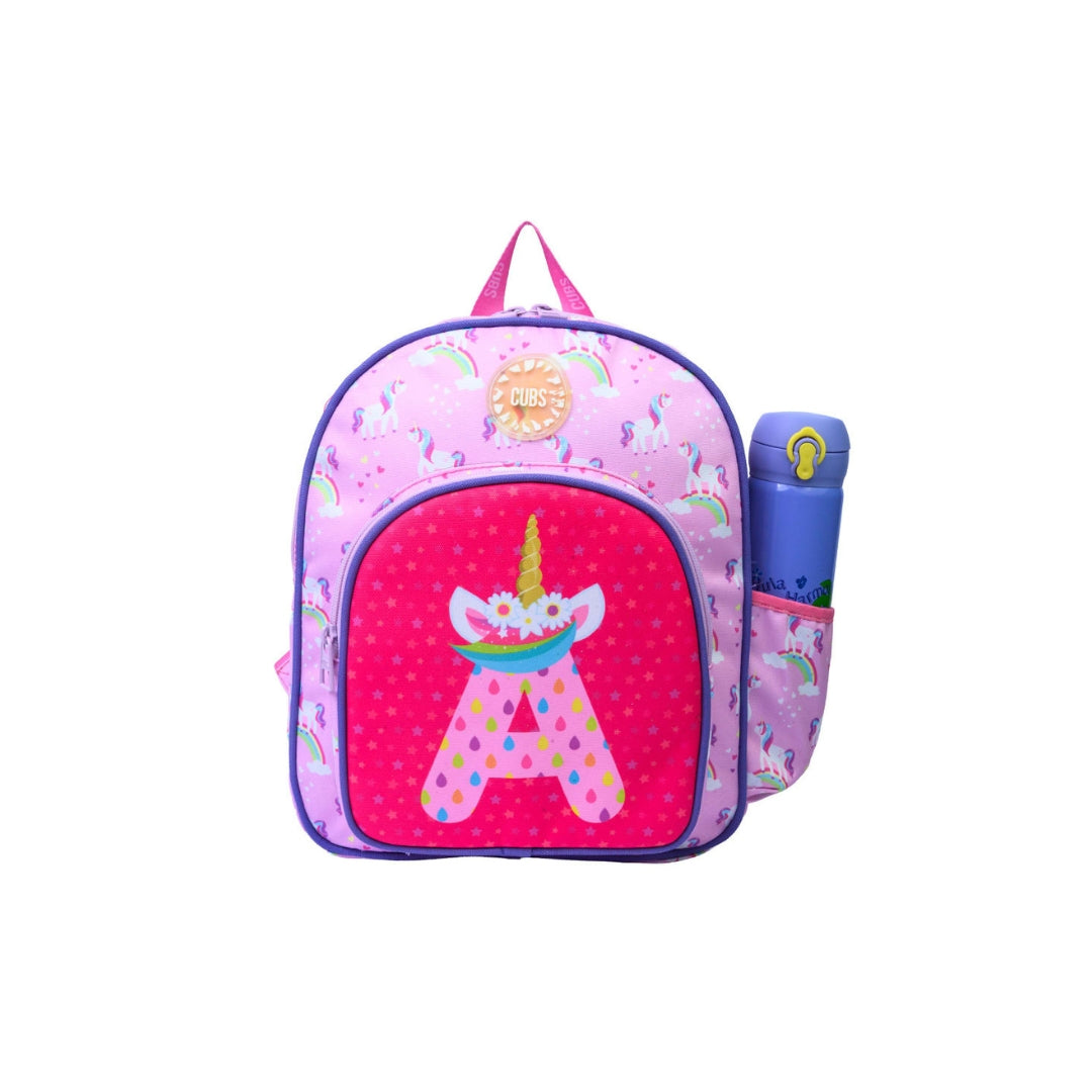 Pink Unicorn Letter A Nursery Backpack