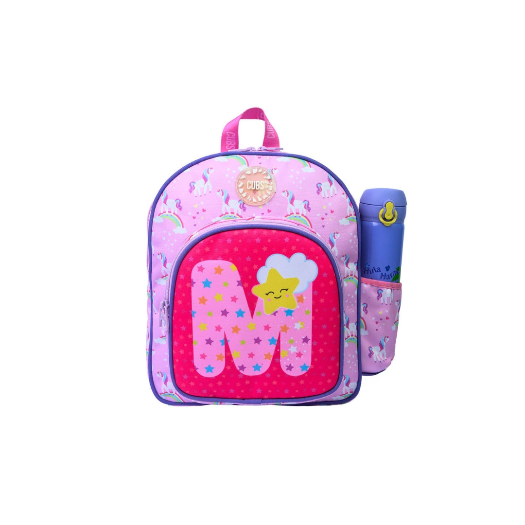 Pink Unicorn Letter M Nursery Backpack