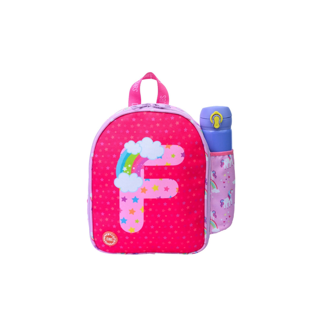 Pink Unicorn Letter F Nursery Lunch Backpack