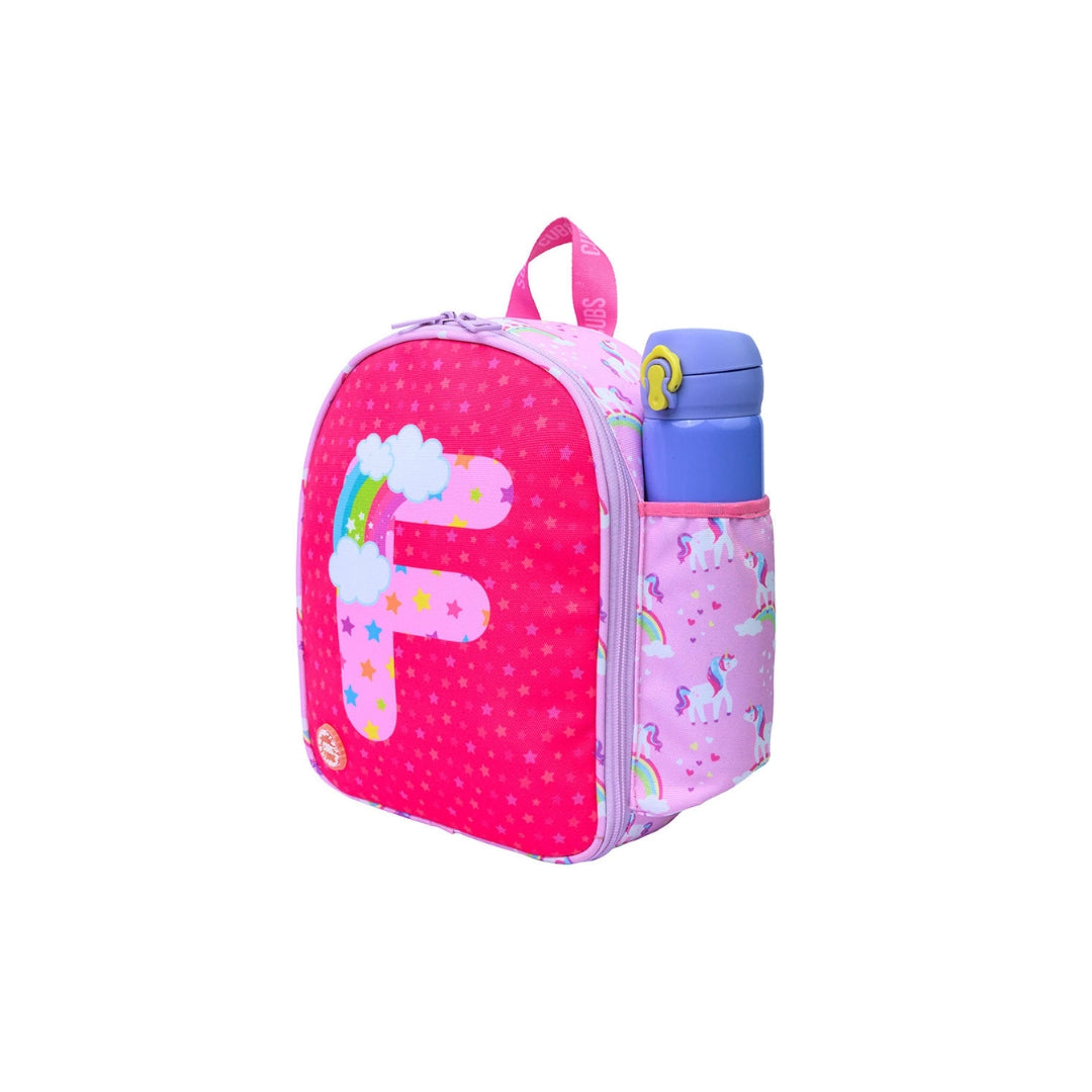 Pink Unicorn Letter F Nursery Lunch Backpack