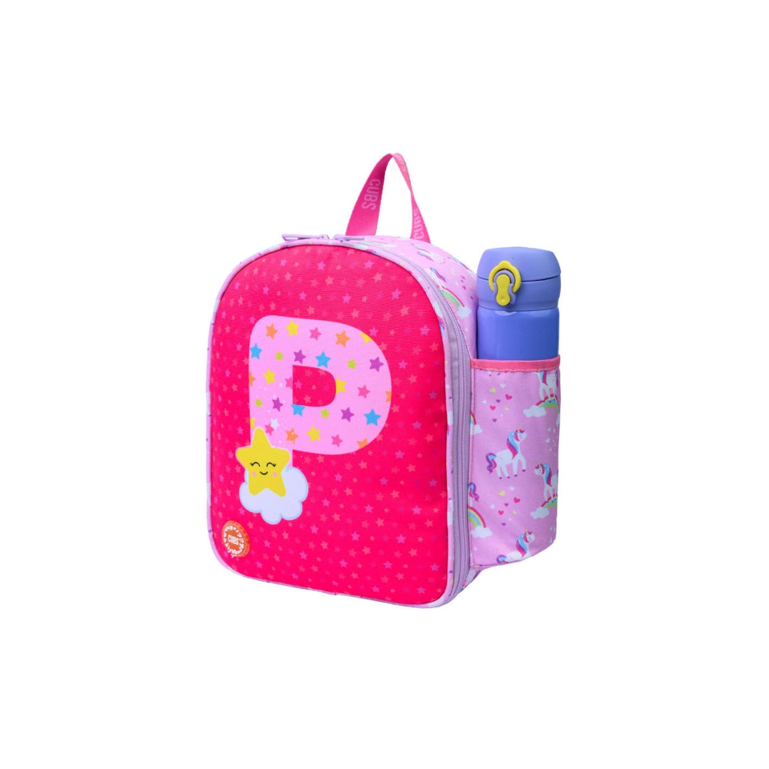 Pink Unicorn Letter P Nursery Lunch Backpack
