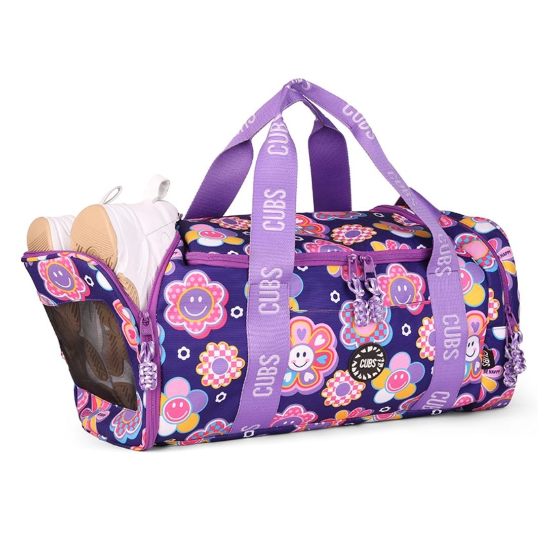 Deep Purple Roses Large Duffle Two Pockets