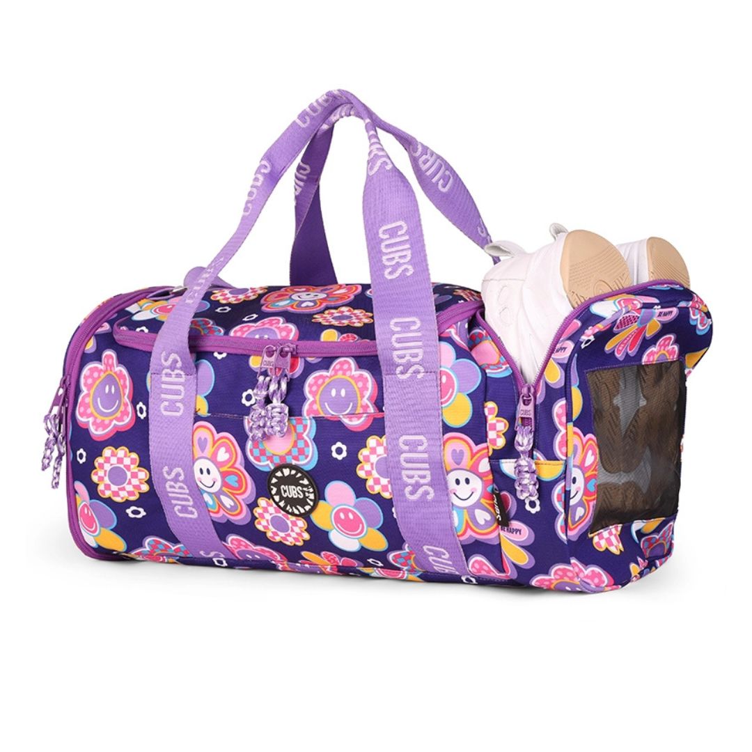 Deep Purple Roses Large Duffle Two Pockets