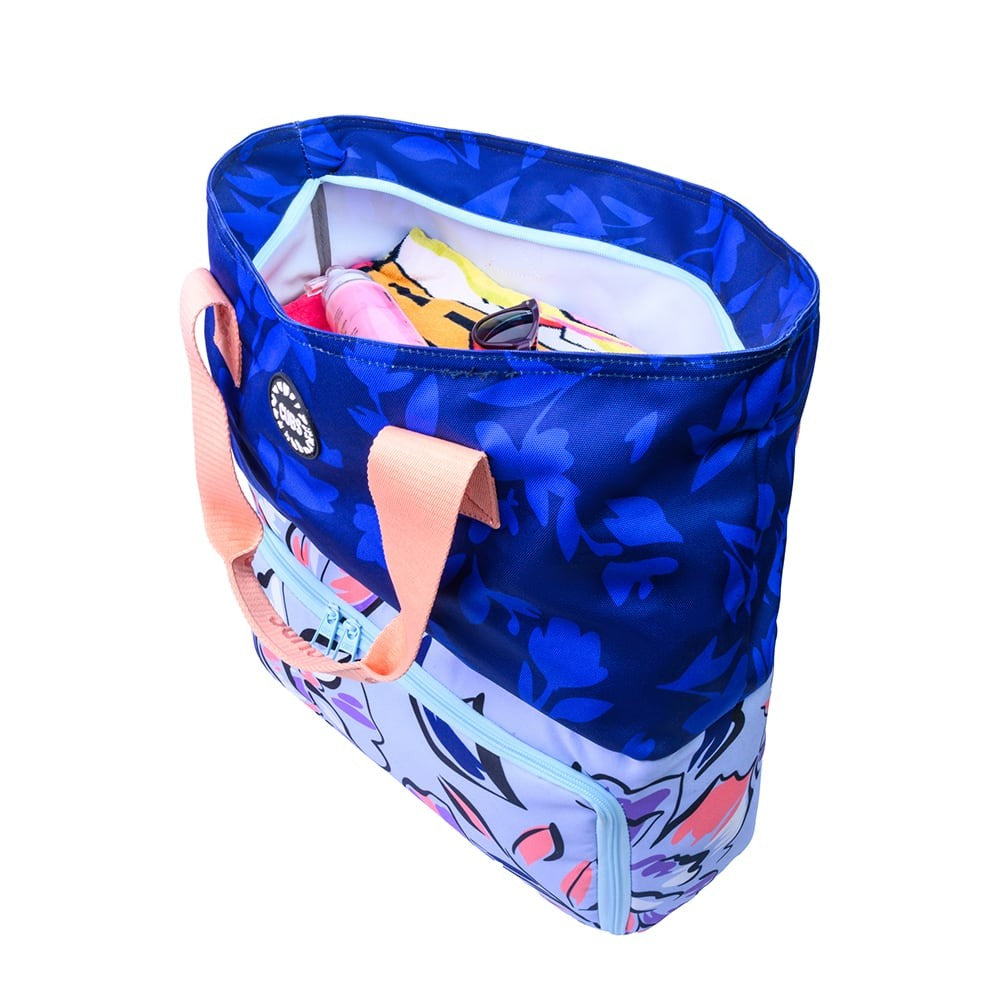 Navy Lilies Tote/Cooler