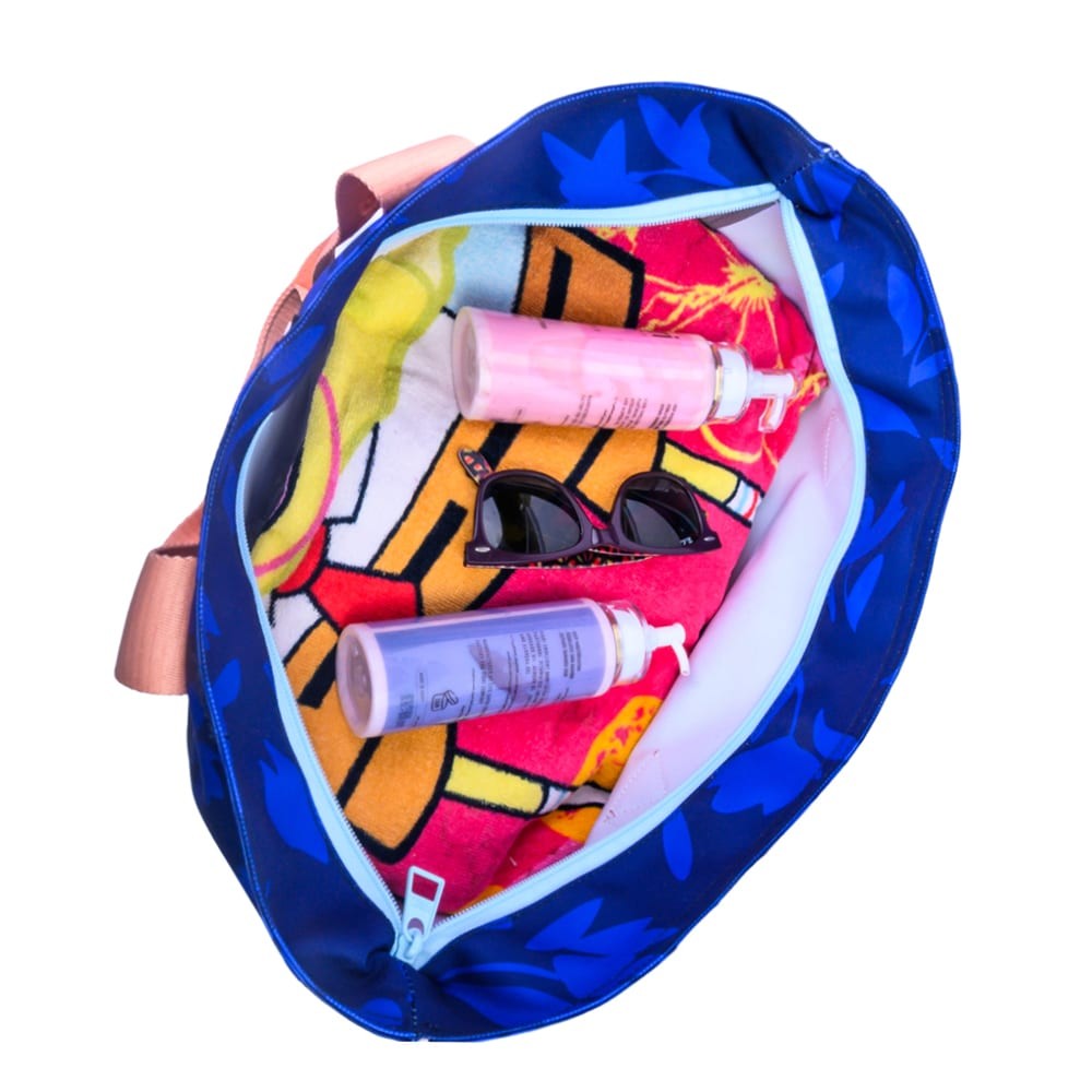 Navy Lilies Tote/Cooler