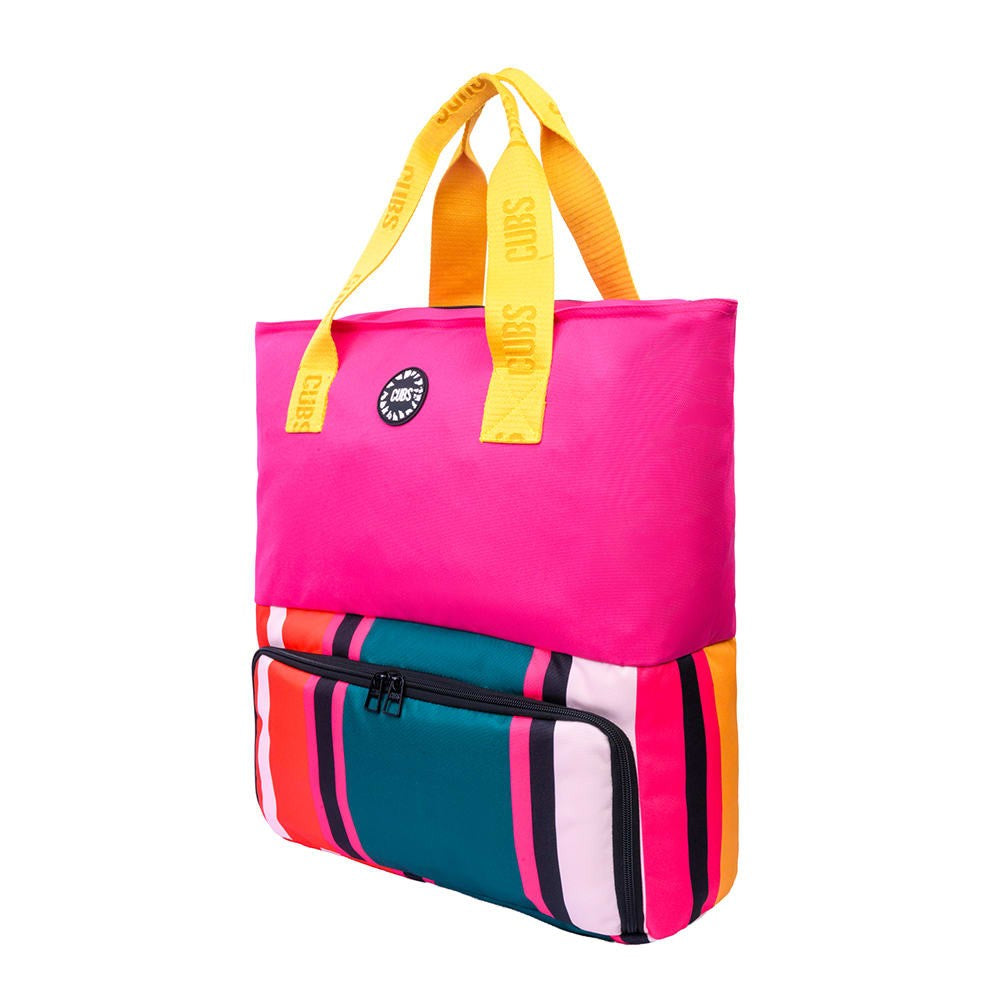 Fushia Stripes Tote/Cooler