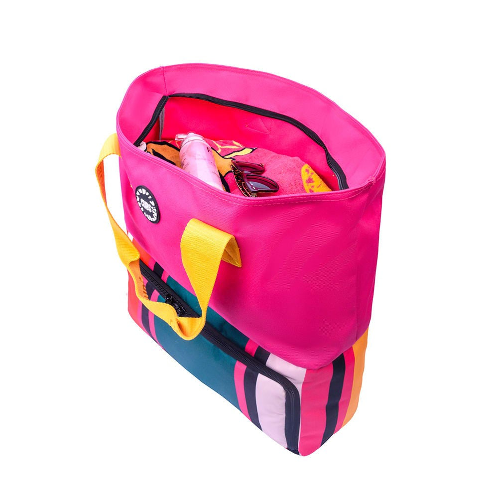Fushia Stripes Tote/Cooler