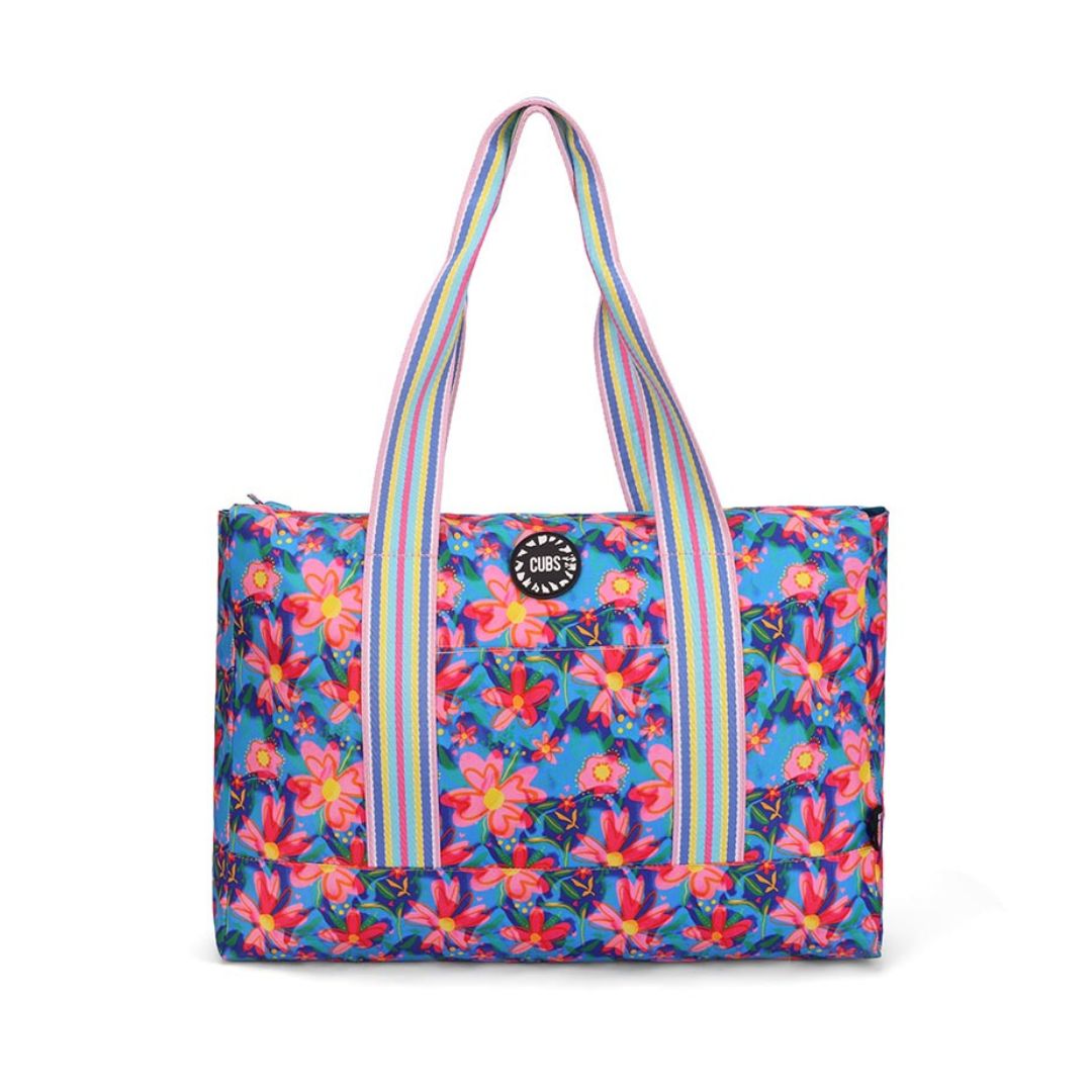 Bluish Flowers and Watermelon Ice-Cream Double Face Tote Bag 19 L