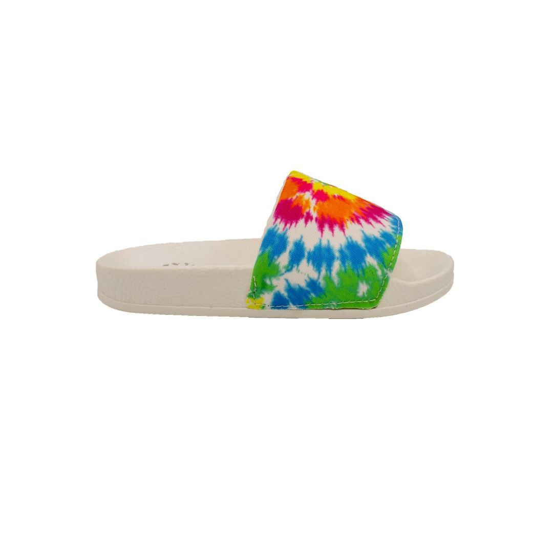 Tie Dye Bright White Slides