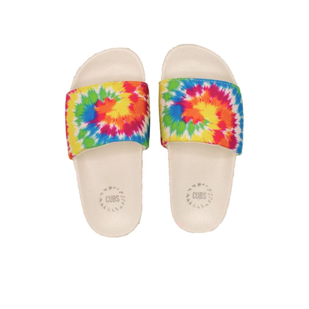 Tie Dye Bright White Slides