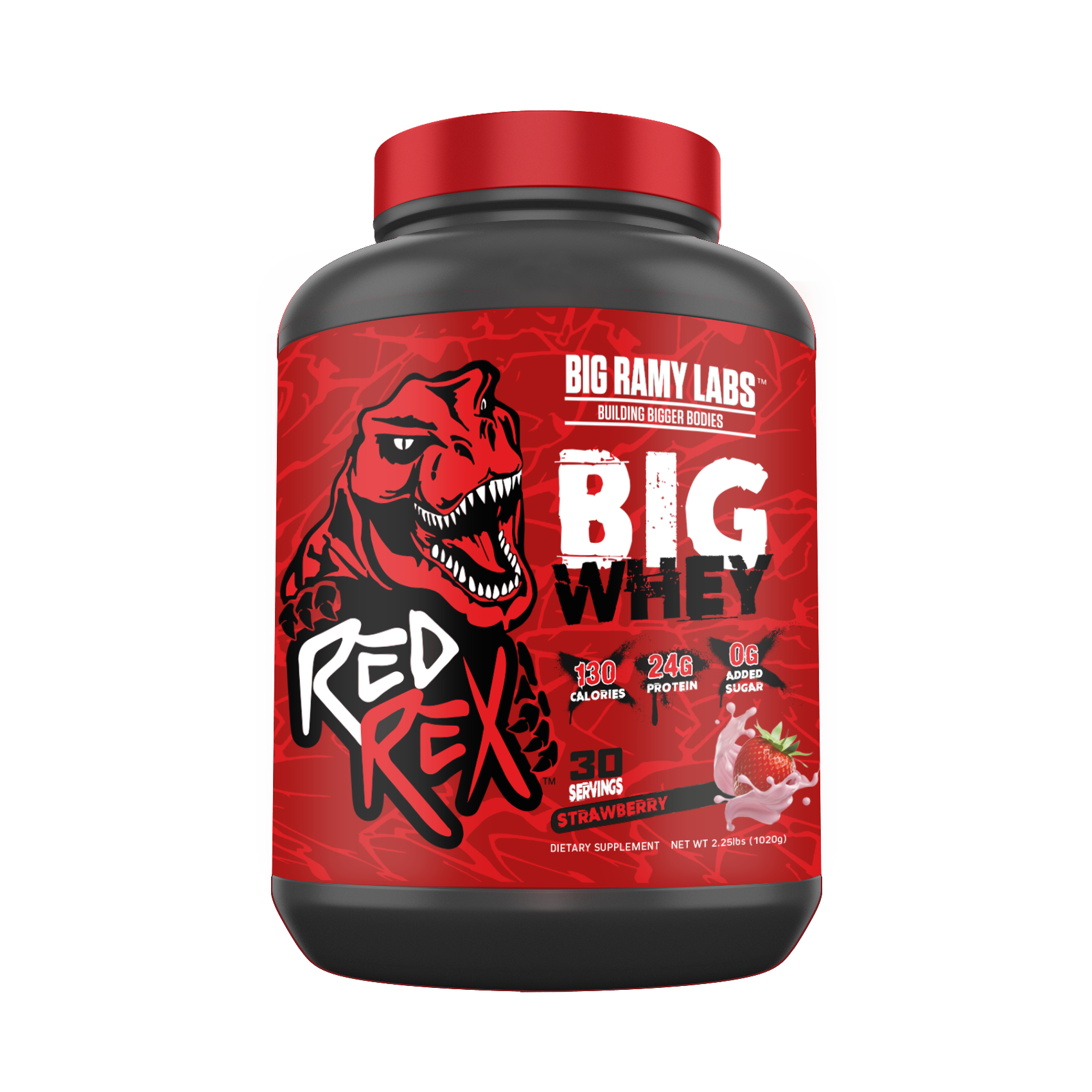Big Ramy Red Rex Big Labs Building Bigger Bodies Whey 30 Serv - 1020 G Strawberry Whey Protein