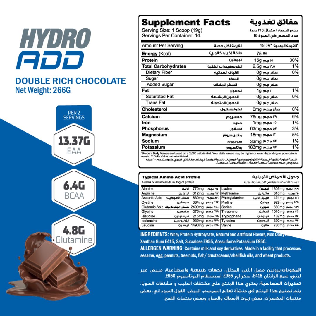 Muscle Add 100% Hydrolyzed Whey Protein -Double Rich Chocolate