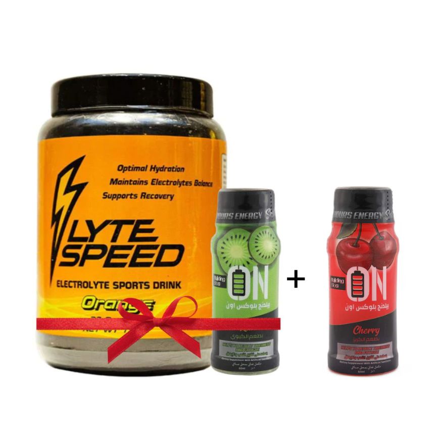 LyteSpeed Electrolyte Sports Drink - Orange Flavor + 2 Shot ON ENERGY Shot