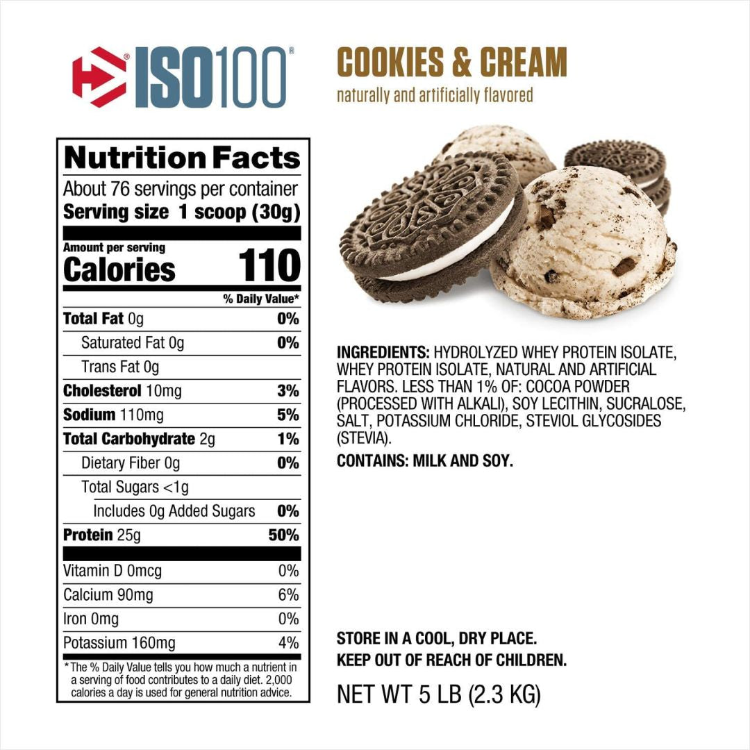 Dymatize ISO 100 5 LB Cookies & Cream 2.3 KG