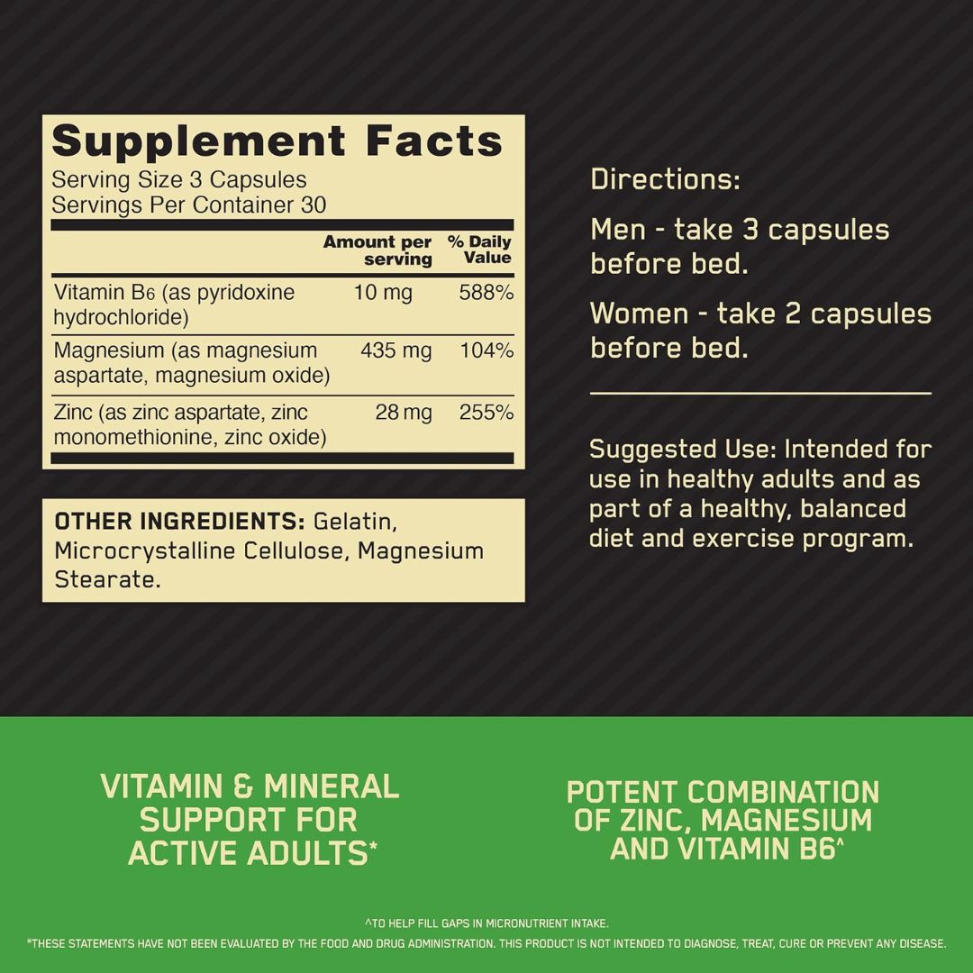 ZMA Zinc Magnesium Aspartate – 90 Capsules
