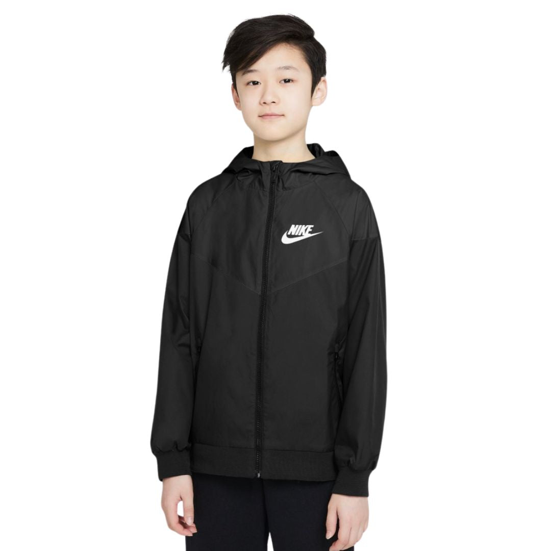 Nike Kids Sportswear Windrunner Hooded Jacket Black/White 850443