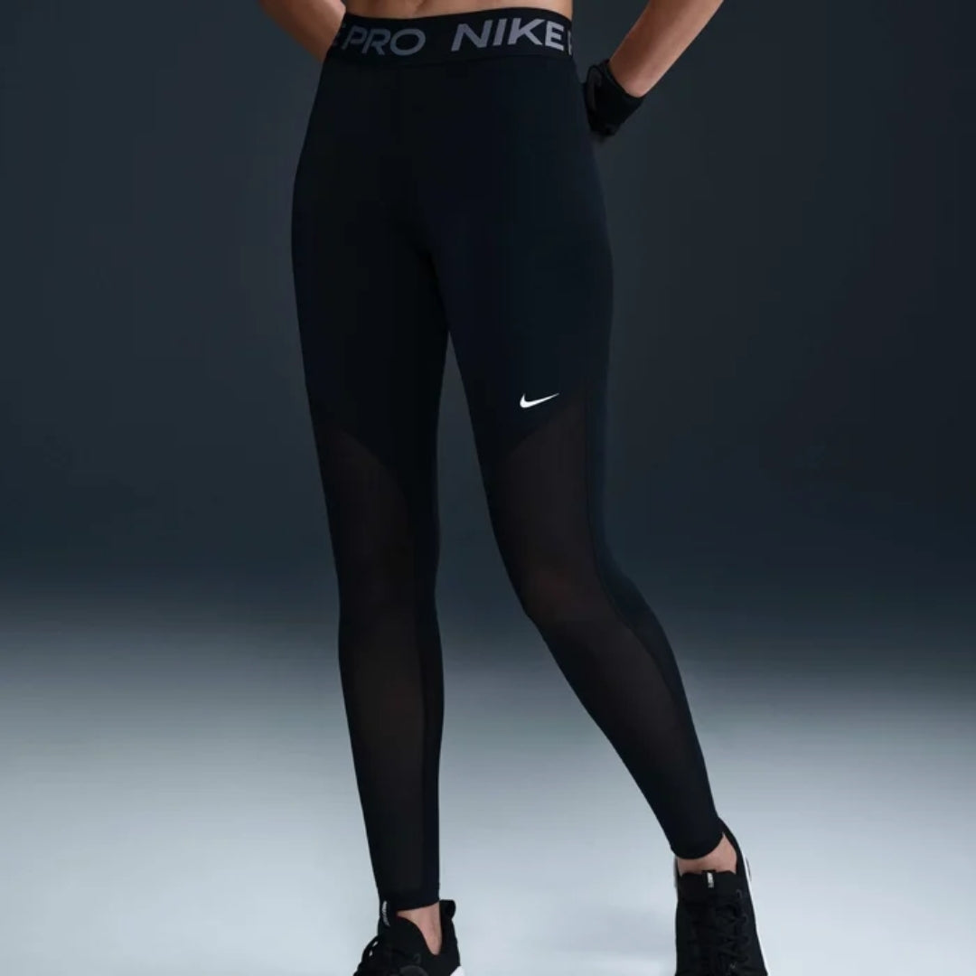 Pro Mid-Rise Full-Length Mesh-Panelled Leggings