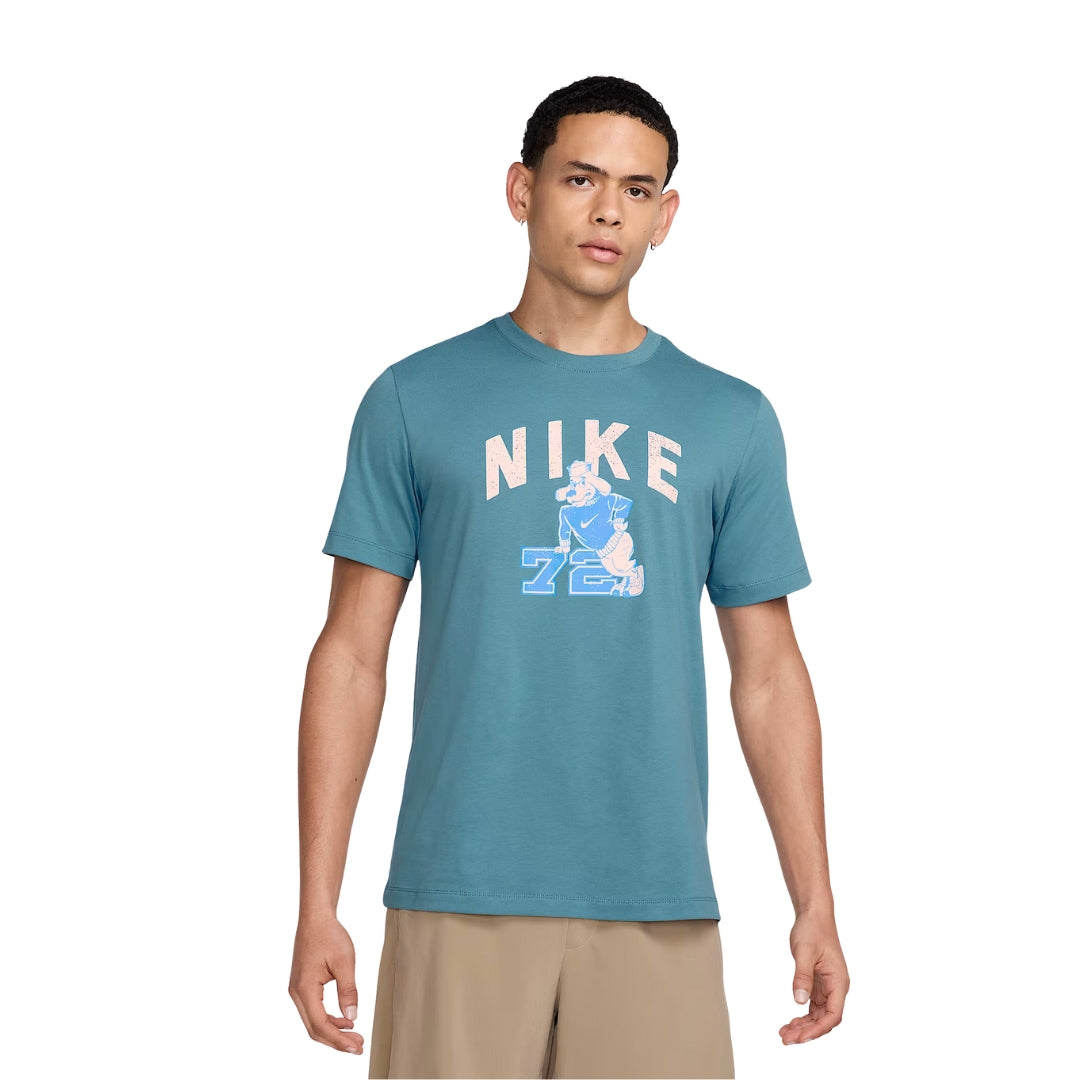 neon green and blue nike shirt