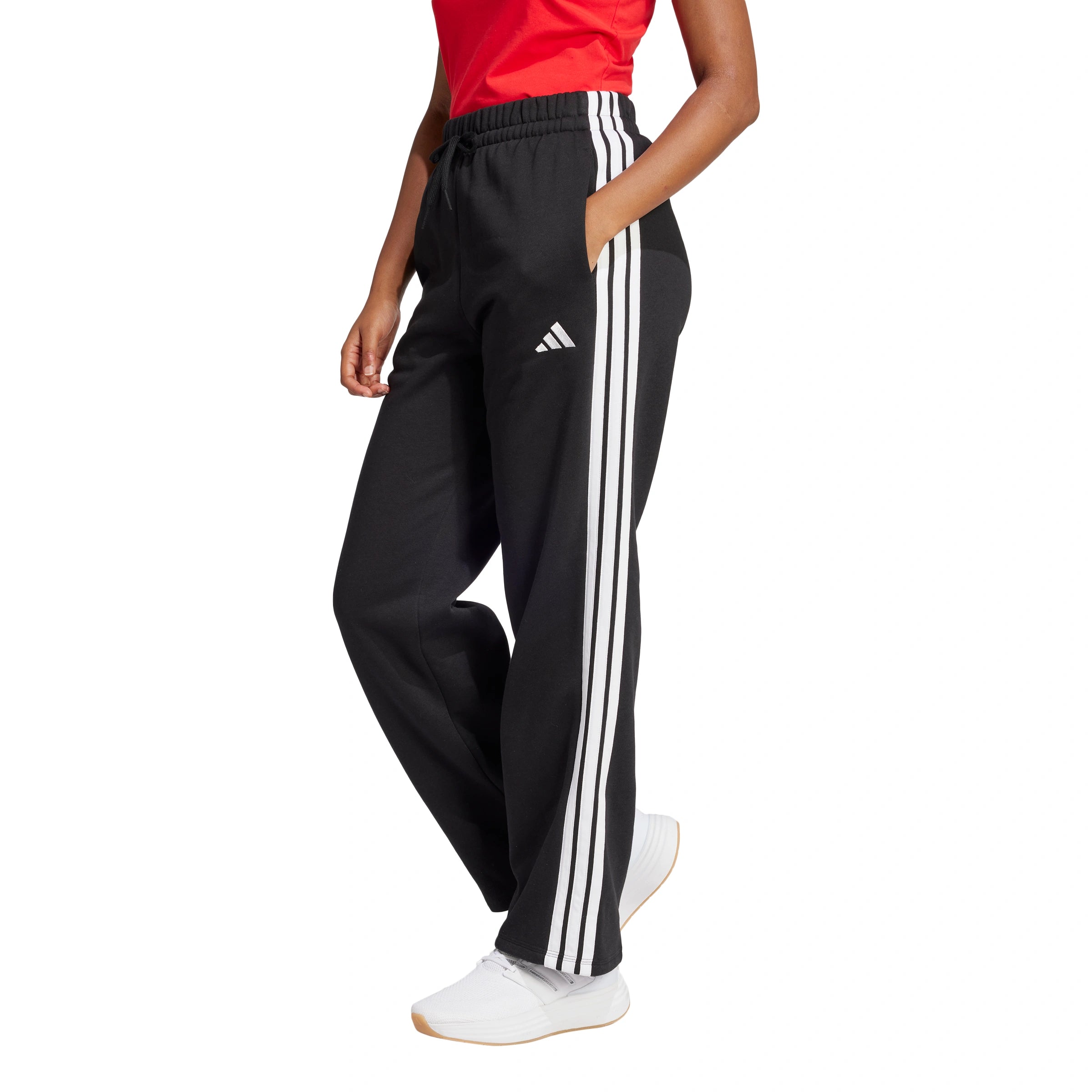 Essentials 3-Stripes Open-Hem Fleece Joggers
