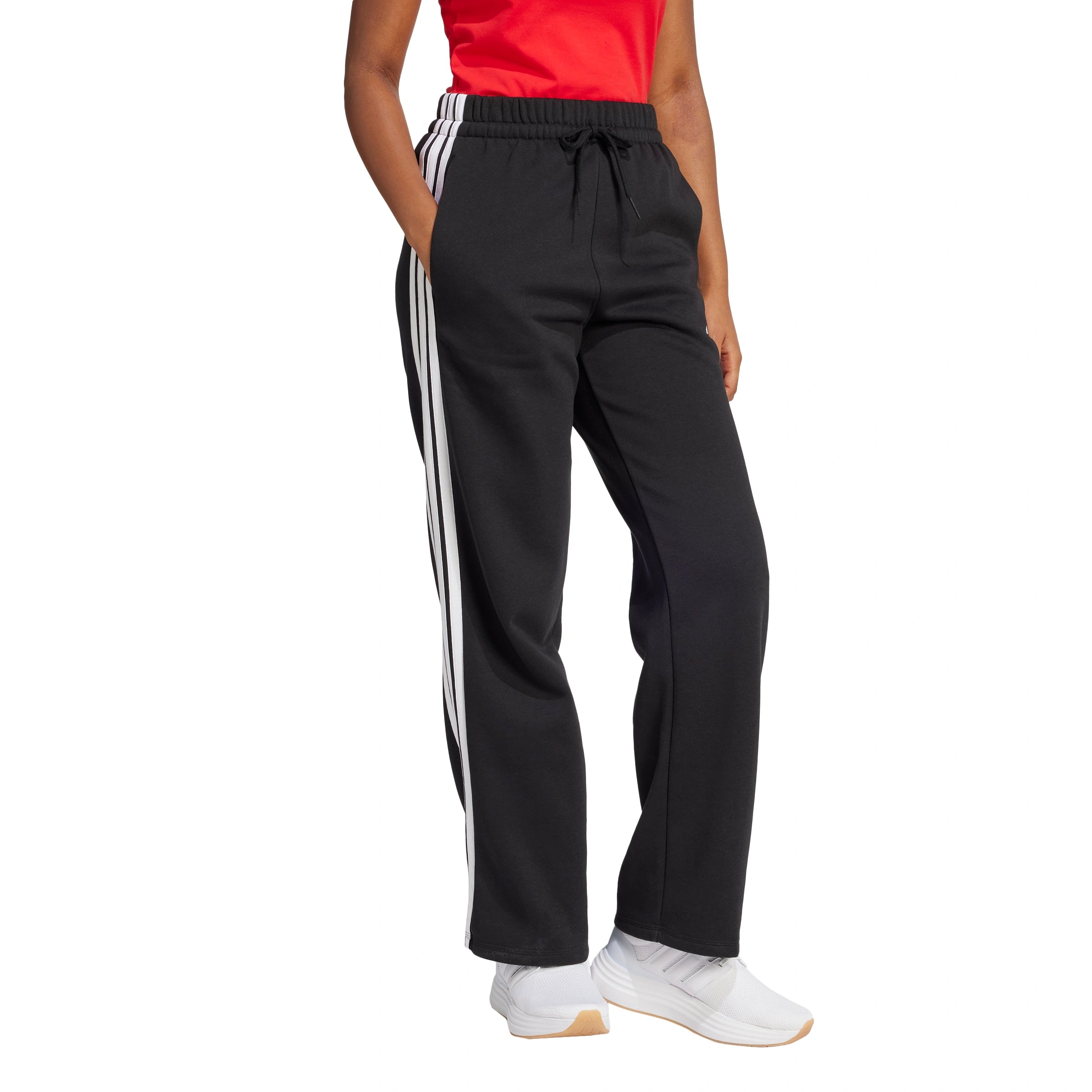 Essentials 3-Stripes Open-Hem Fleece Joggers
