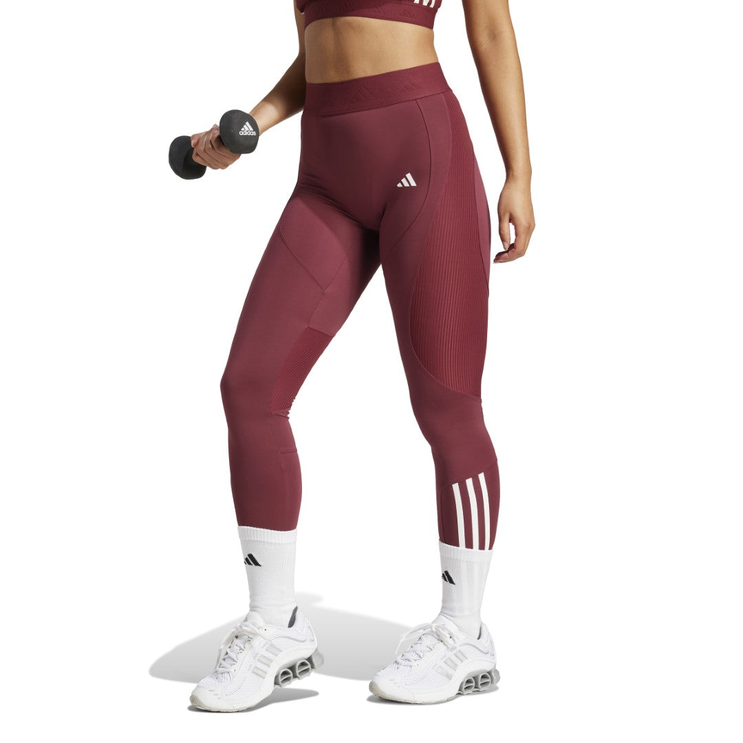 adidas Hyperglam Full-Length Ribbed Leggings Red