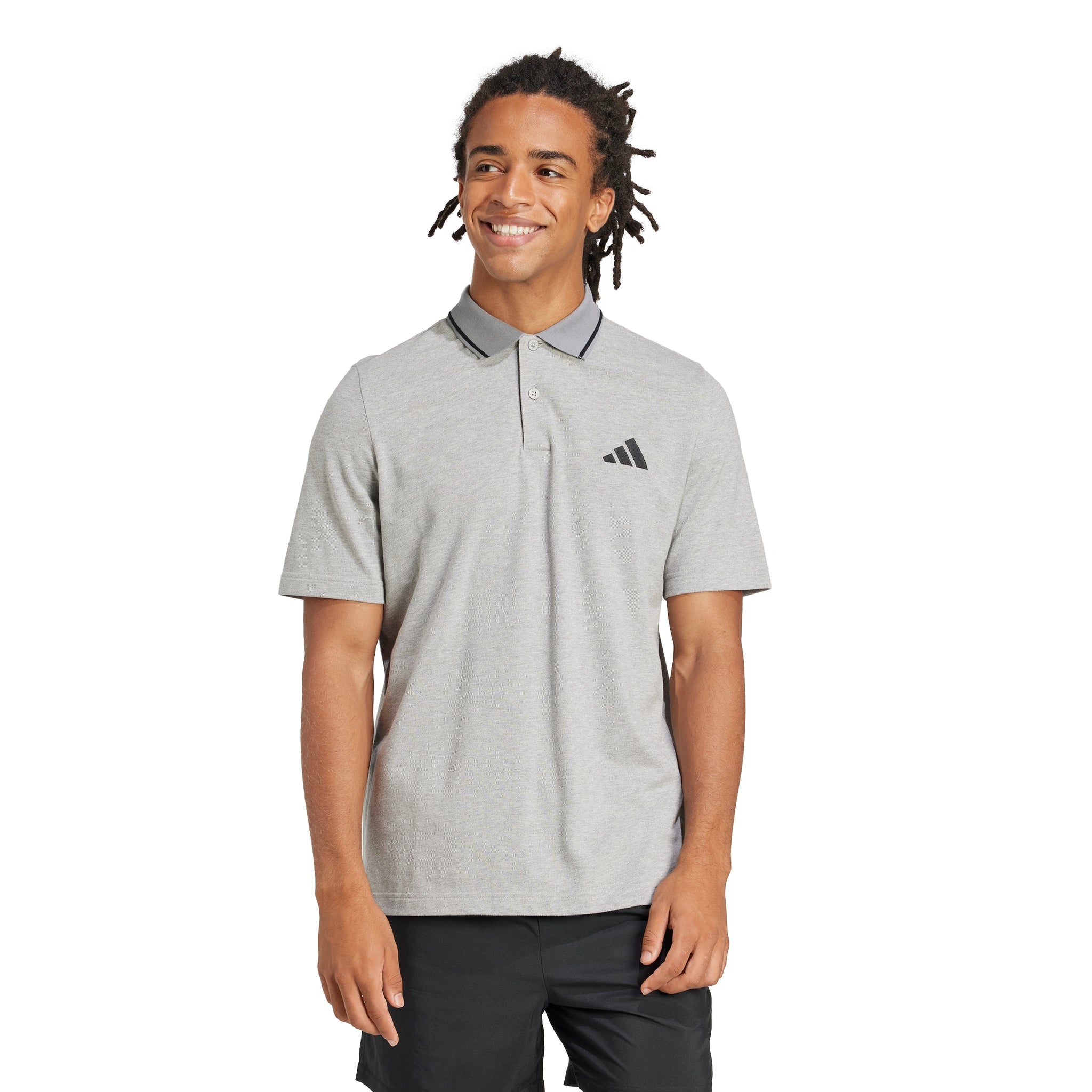 adidas Essentials Small Logo Piqué Polo Shirt Men Grey