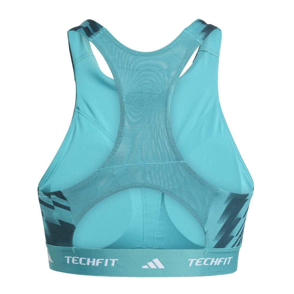 حمالة صدر adidas Techfit متوسطة الدعم ذات الرقبة العالية المطبوعة