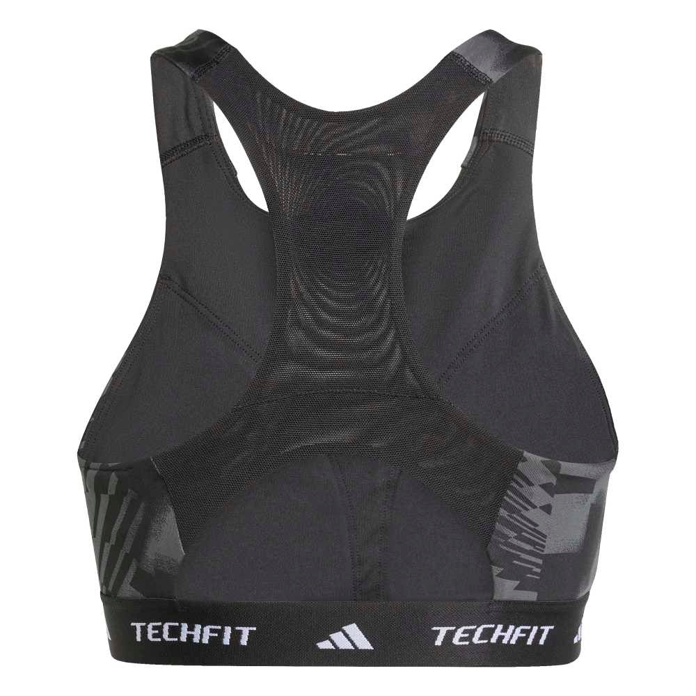 حمالة صدر adidas Techfit متوسطة الدعم ذات الرقبة العالية المطبوعة