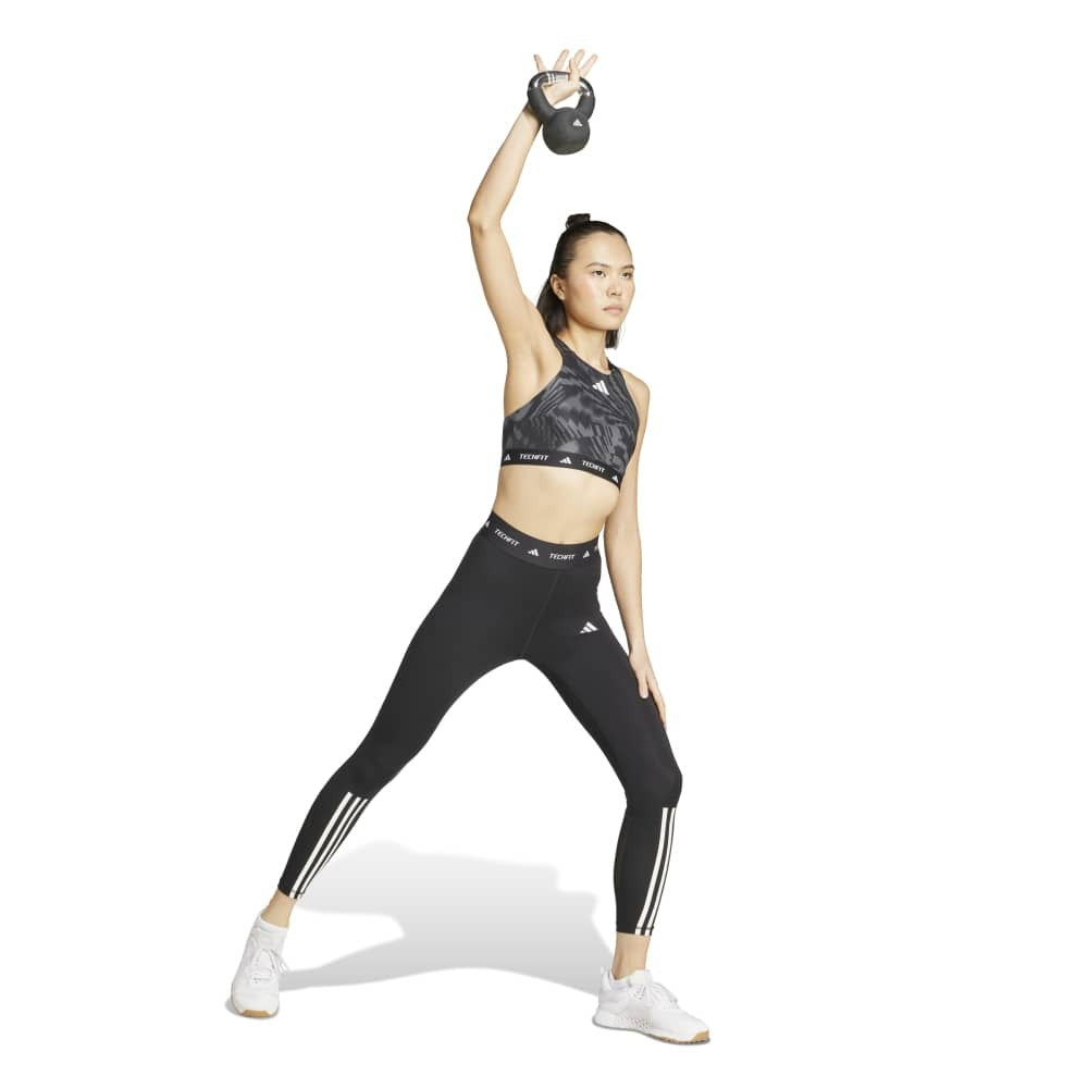 حمالة صدر adidas Techfit متوسطة الدعم ذات الرقبة العالية المطبوعة