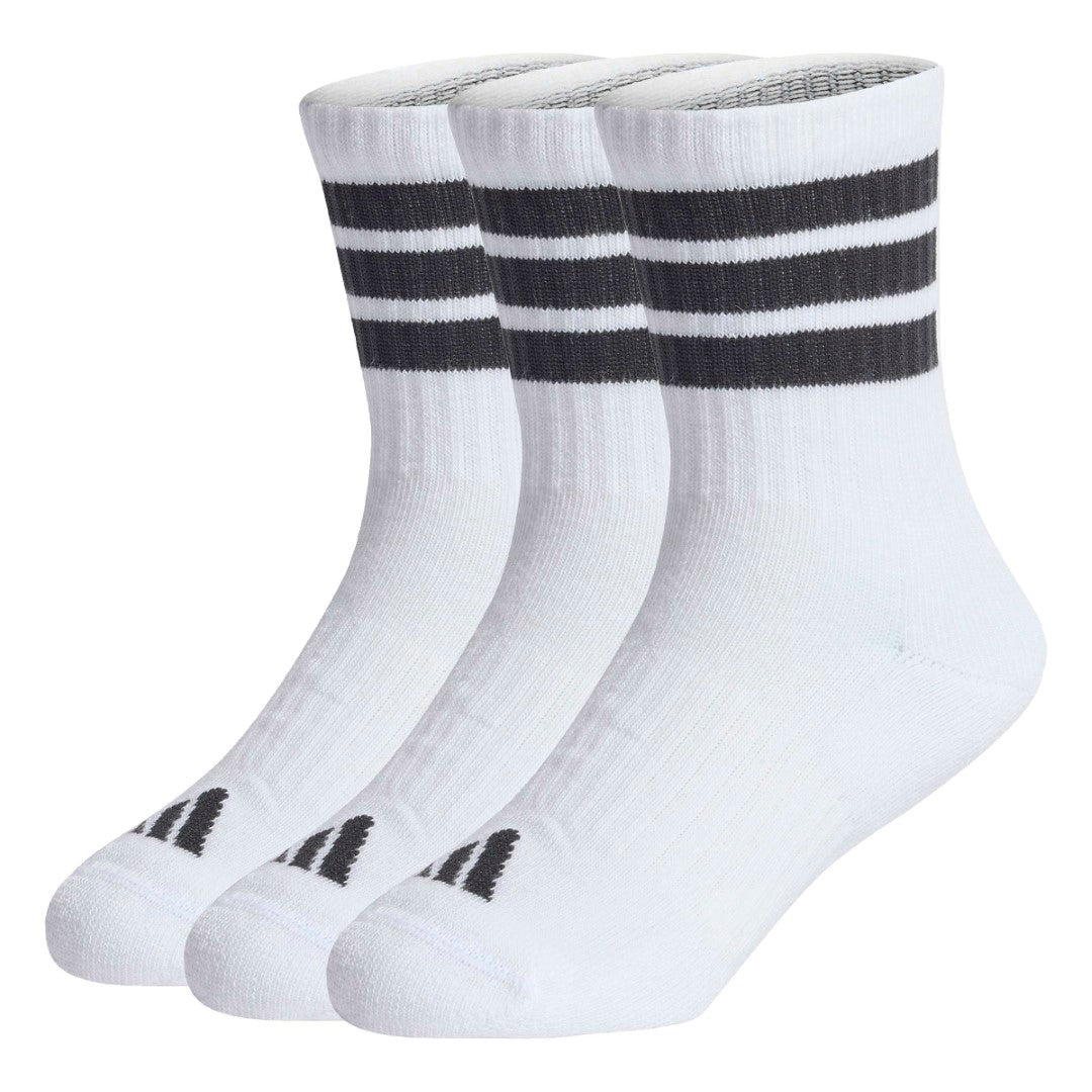 Kids 3-Stripes Cushioned Crew Socks 3 Pair Pack