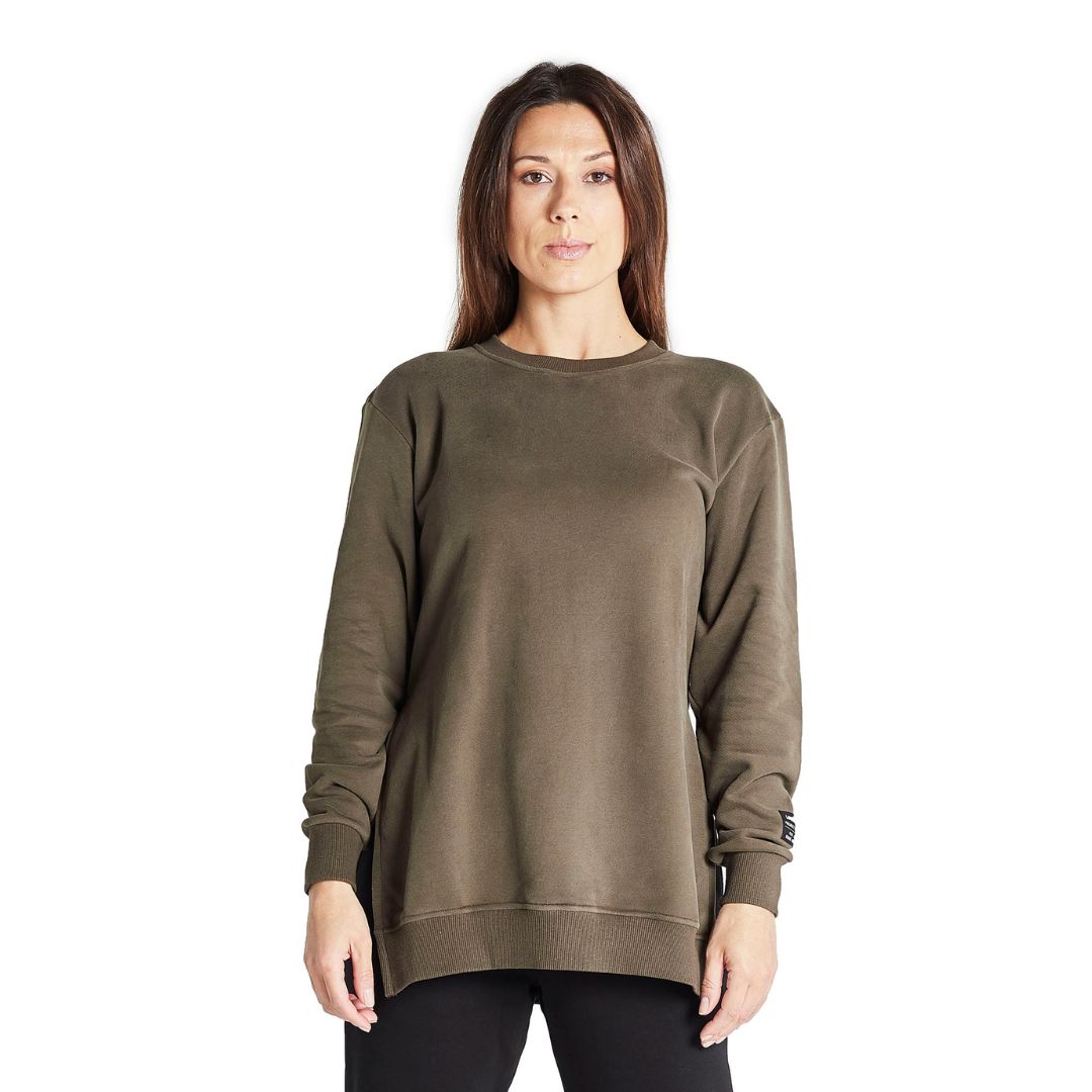 Scorpio Side Slit Olive Sweatshirt