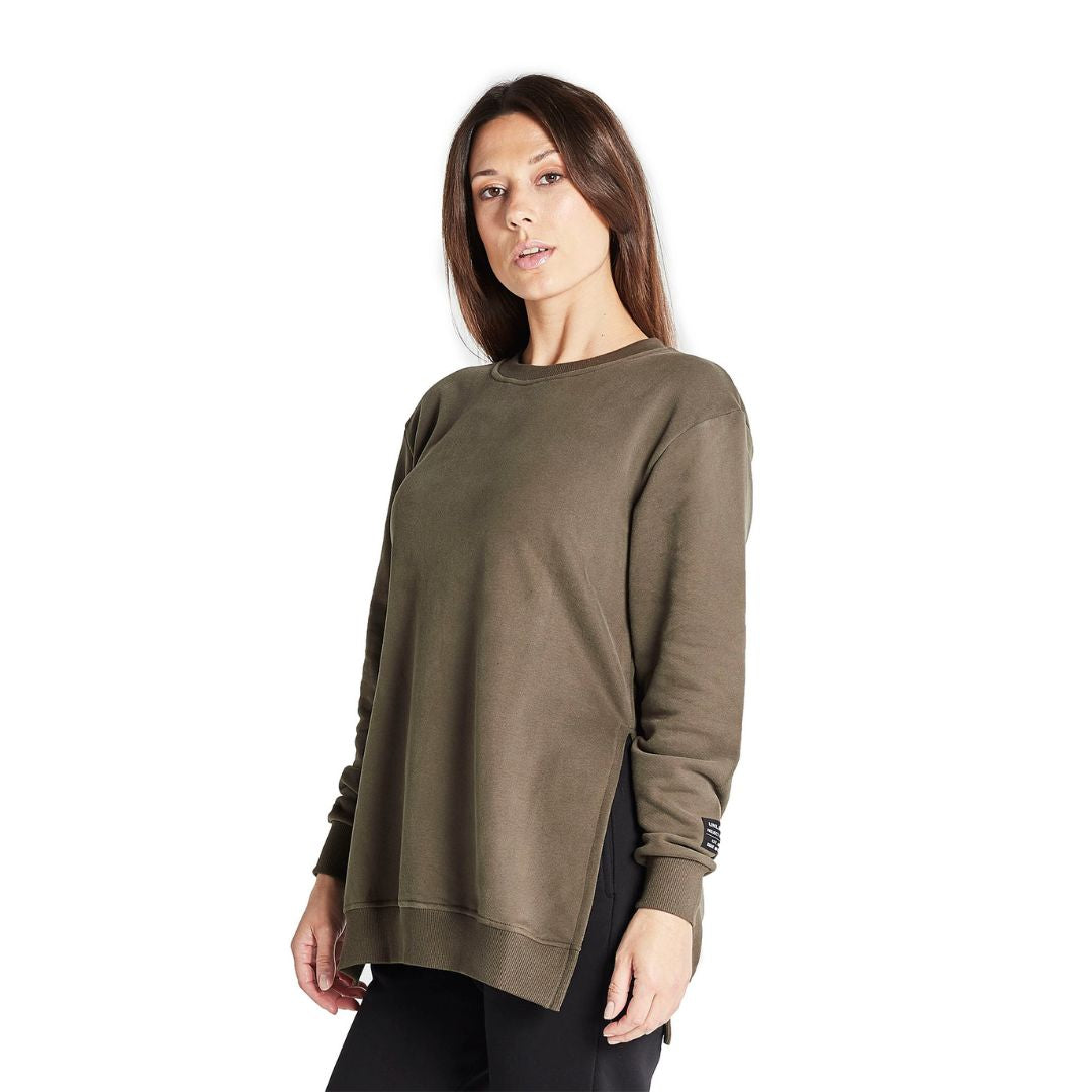 Scorpio Side Slit Olive Sweatshirt