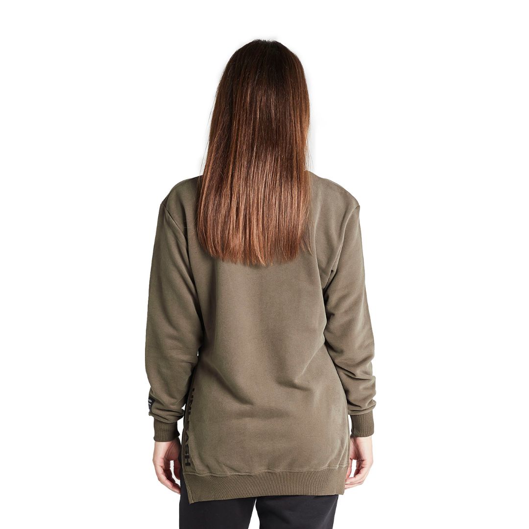 Scorpio Side Slit Olive Sweatshirt