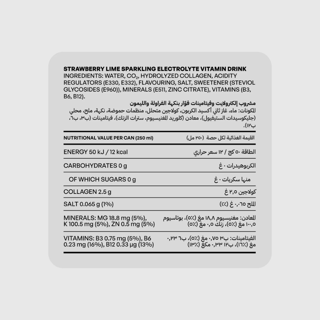 Strawberry Lime Electrolyte Sparkling Water (Pack of 4)