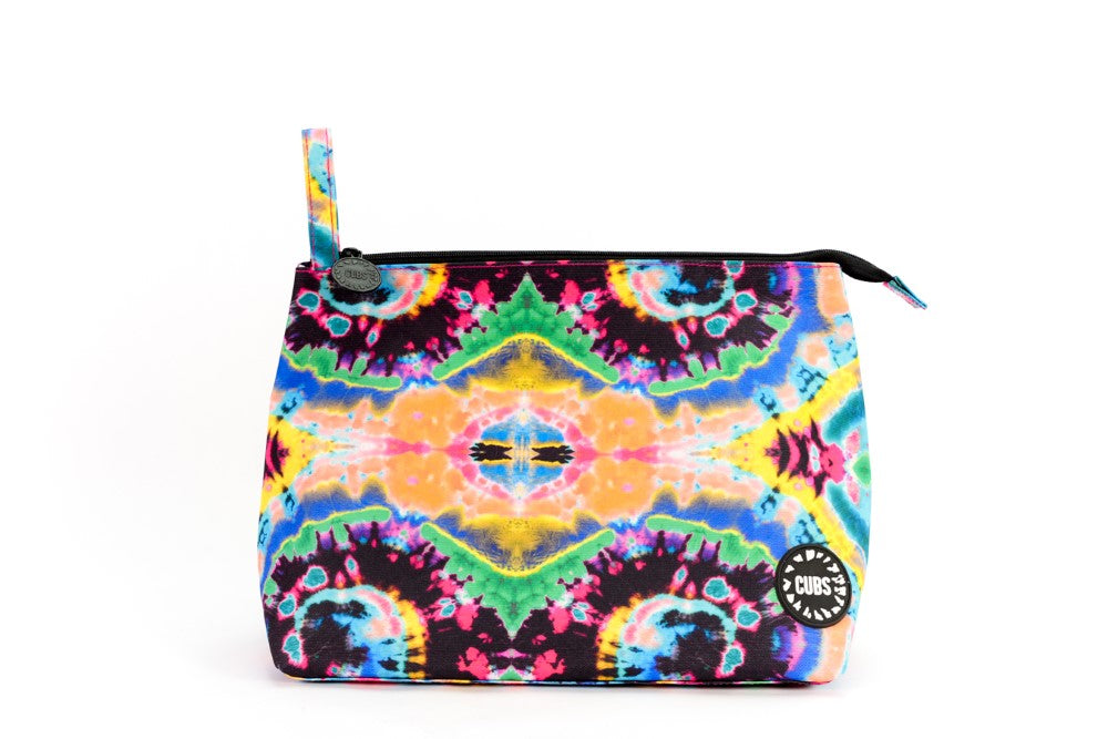 Tie Dye Swirls Black Large Pouch