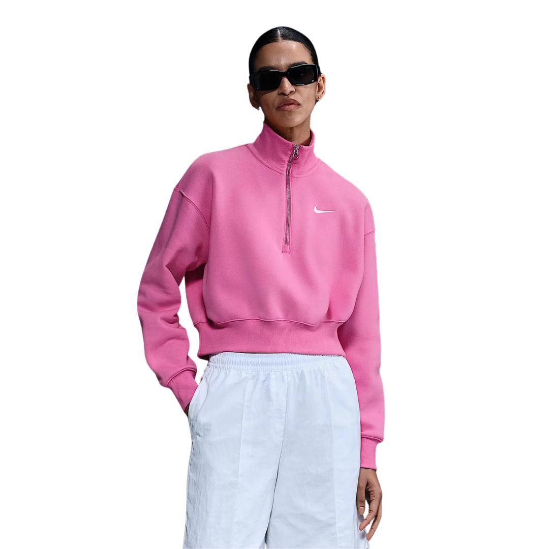Nike Sportswear Phoenix Fleece Women's 1/4-Zip Cropped Sweatshirt Pink