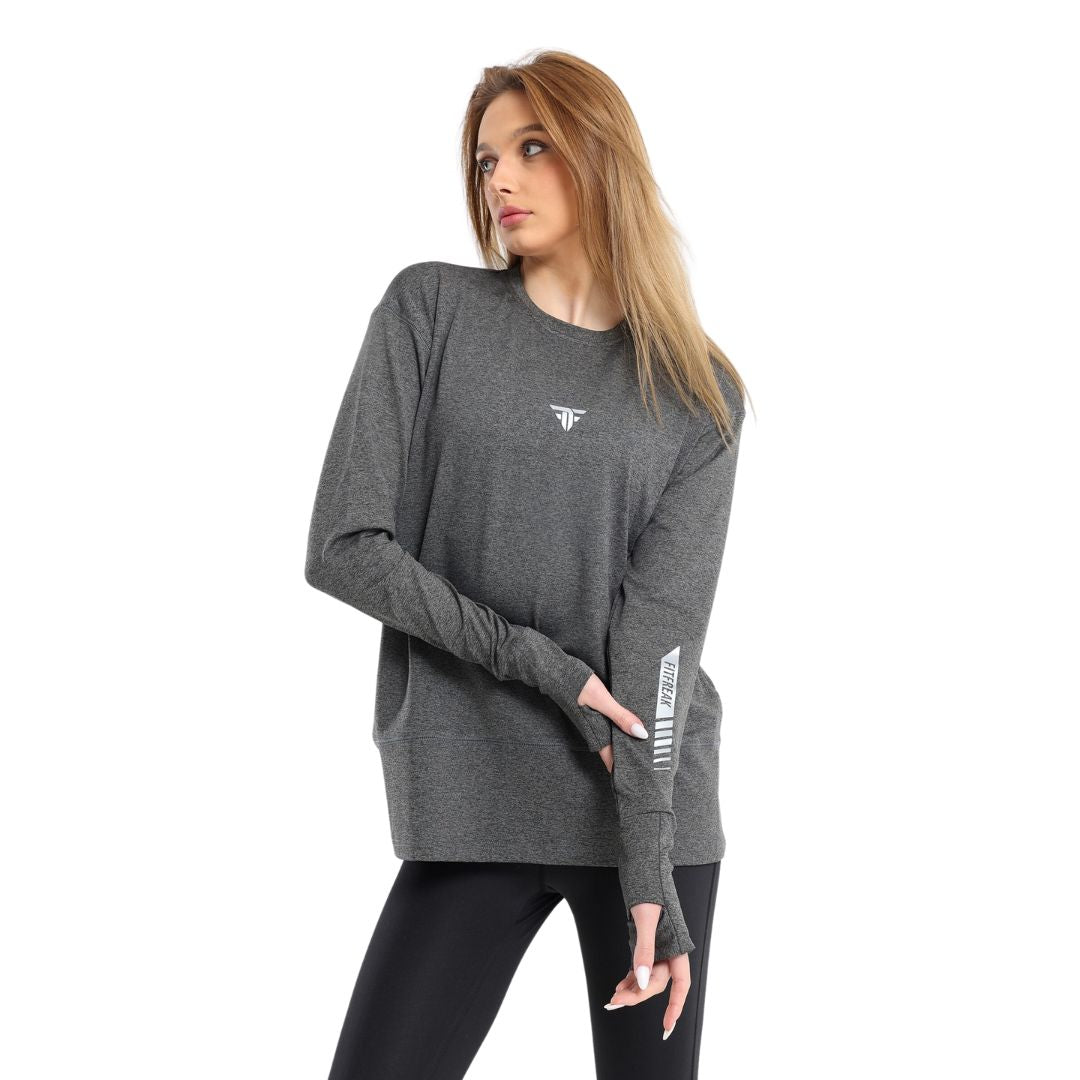 Dark grey warm-up modest top