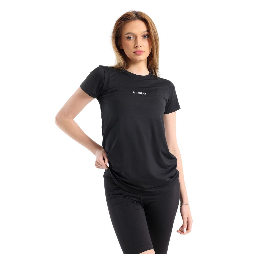 Running half sleeve top in black