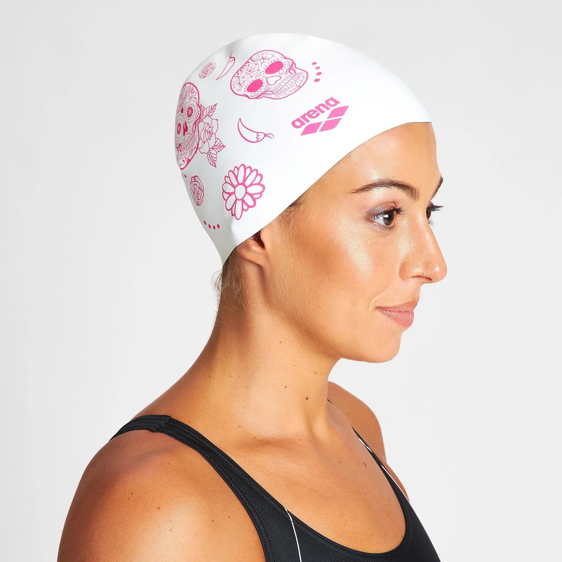 Reversible Crazy Skulls Carnival Swimming Cap