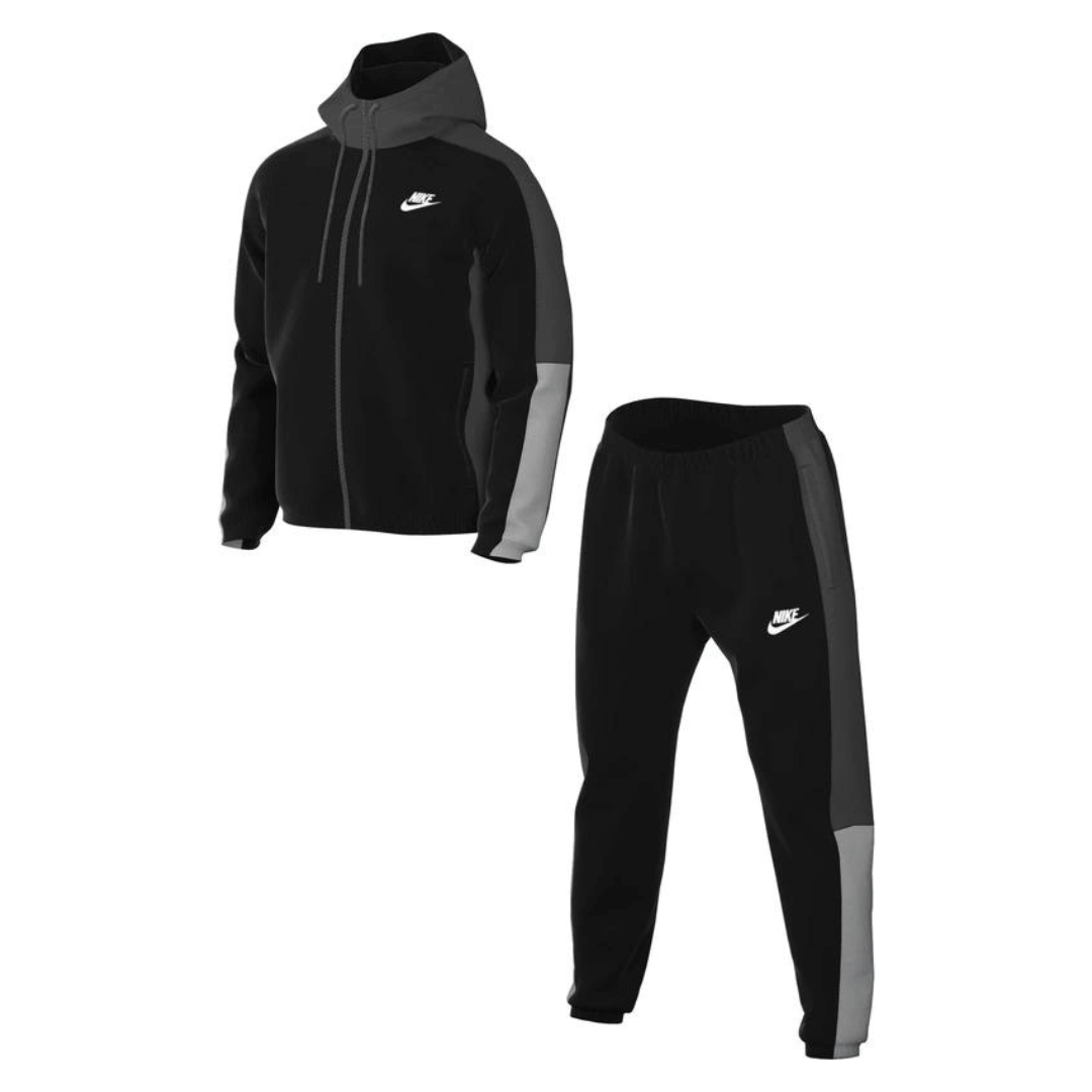 Nike woven tracksuit black sales