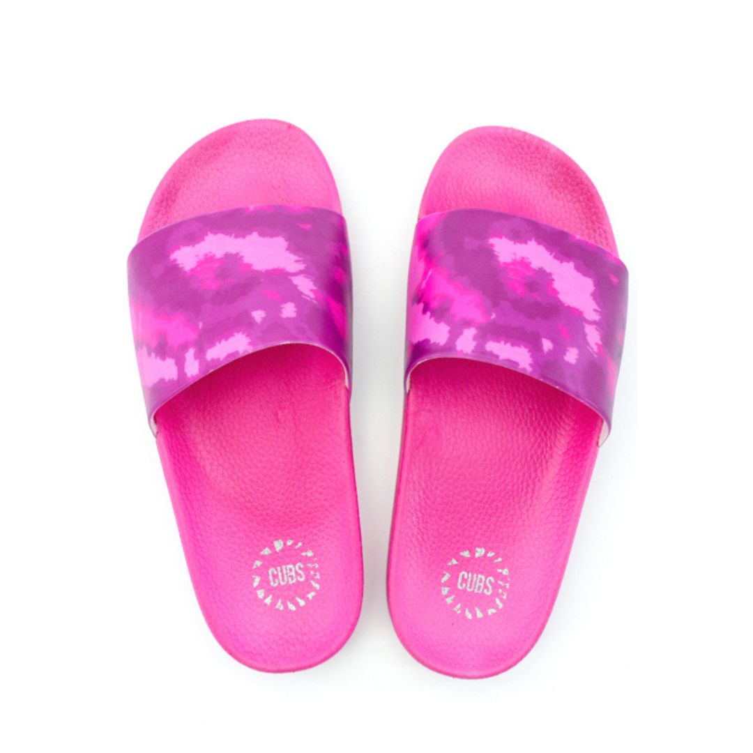 Super Hot Pink Tie Dye Slides