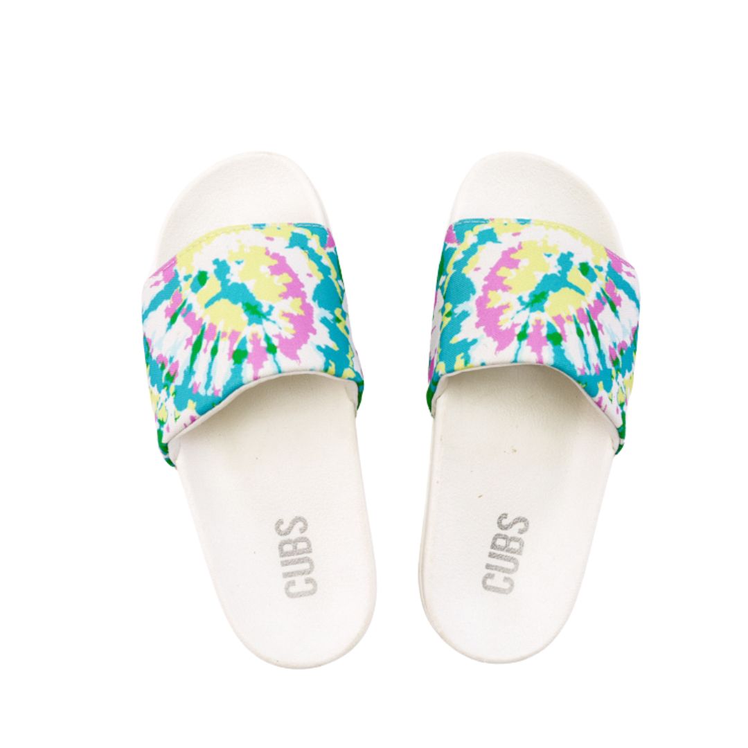 White Sky Tie Dye Slides
