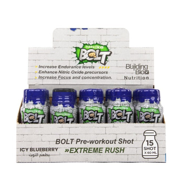 BOLT Pre-workout Shot- Blueberry (Pack of 15 Shot)